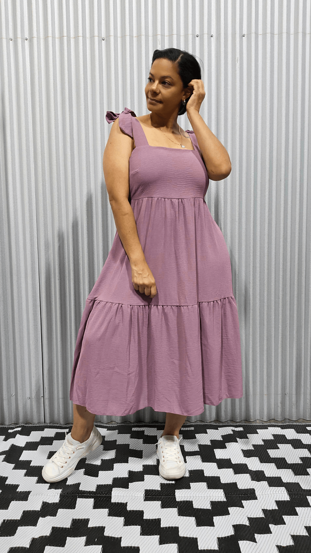 Lilac Tie-Strap Midi Dress